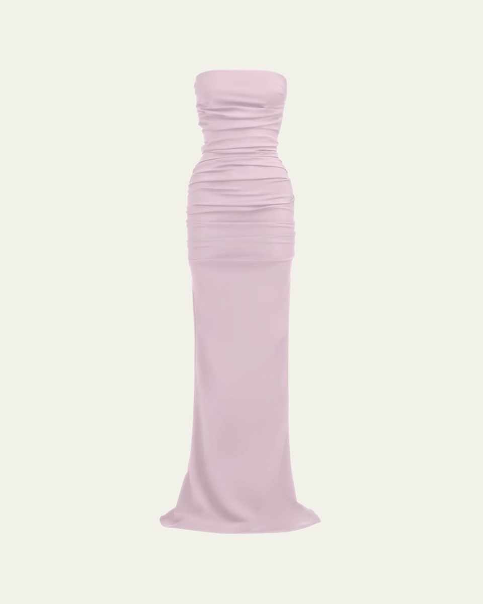 Intoxicate Strapless Ruched Maxi Gown